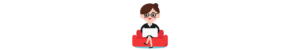 cartoon business woman sitting on couch using laptop