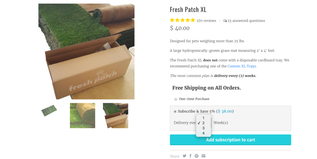 fresh patch grass subscription boxes