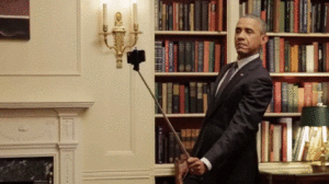 obama with a selfie stick