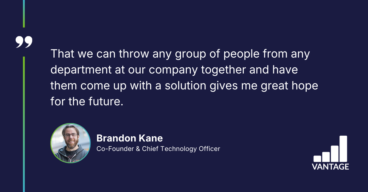 Quote from Brandon Kane, Vantage Co-Founder and CTO, about cross-functional collaboration driving retail media innovation